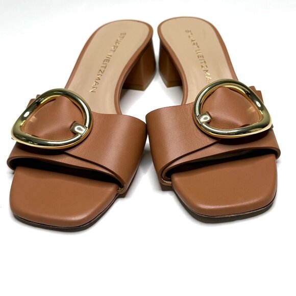Stuart Weitzman Benni Leather Sandal Slide in Tan Size 6 - Picture 5 of 10